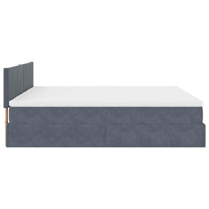 Ottoman Bett mit Matratzen & LEDs 180x200cm Dunkelgrau Samt
