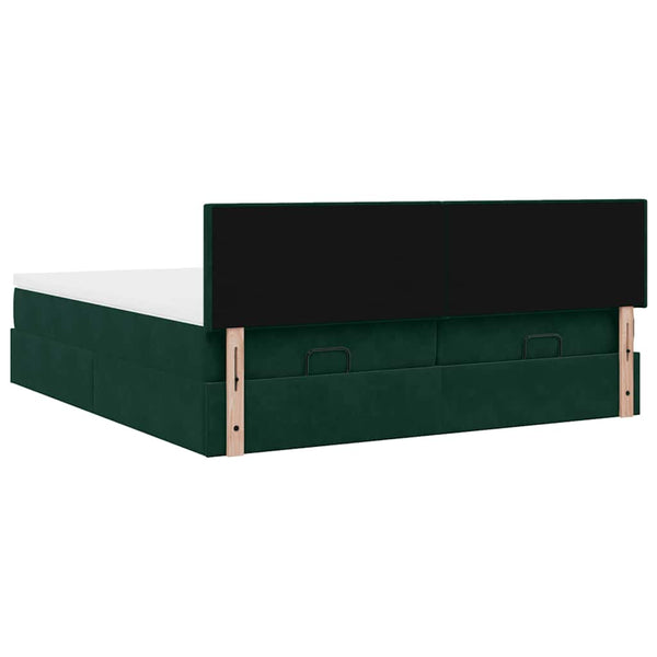 Ottoman Bett mit Matratzen & LEDs Dunkelgrün 180x200 cm
