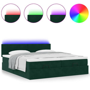 Ottoman Bett mit Matratzen & LEDs Dunkelgrün 180x200 cm