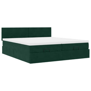 Ottoman Bett mit Matratzen & LEDs Dunkelgrün 180x200 cm