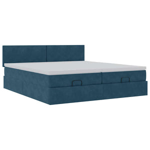 Ottoman Bett mit Matratze & LEDs Dunkelblau 180x200 cm