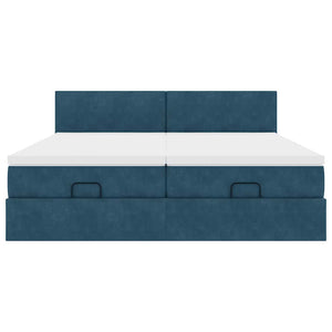 Ottoman Bett mit Matratze & LEDs Dunkelblau 180x200 cm