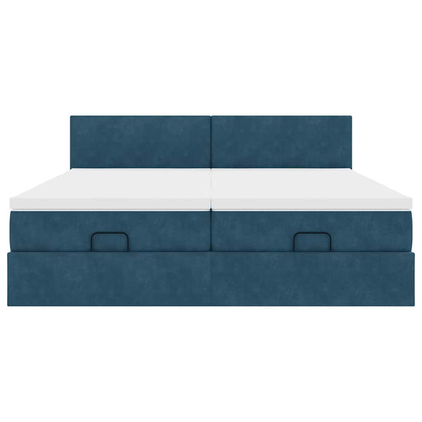 Ottoman Bett mit Matratze & LEDs Dunkelblau 180x200 cm