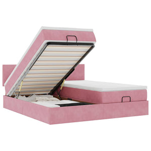 Ottoman Bett mit Matratzen & LEDs Rosa 180x200 cm