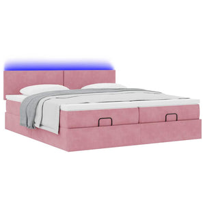 Ottoman Bett mit Matratzen & LEDs Rosa 180x200 cm
