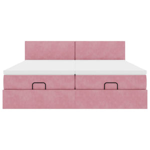 Ottoman Bett mit Matratzen & LEDs Rosa 180x200 cm