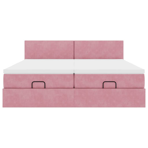 Ottoman Bett mit Matratzen & LEDs Rosa 180x200 cm