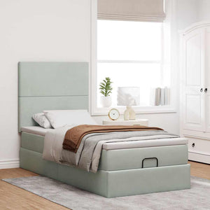vidaXL Lit ottoman avec matelas Gris clair 80x200 cm Velours