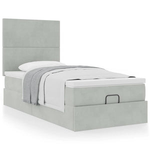 vidaXL Lit ottoman avec matelas Gris clair 80x200 cm Velours