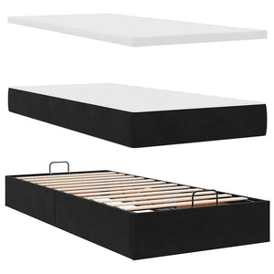 Ottoman Bett mit Matratze Schwarz 80x200 cm