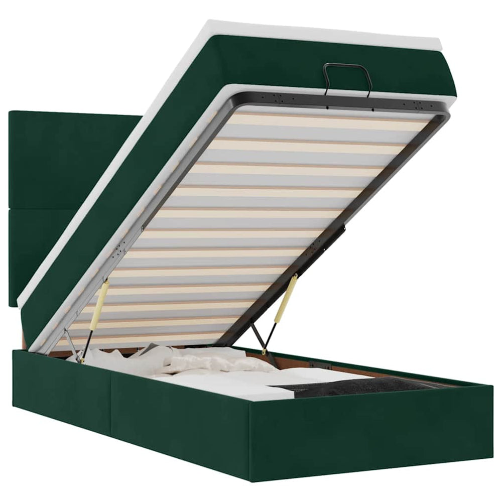 vidaXL Lit ottoman avec matelas Velours vert foncé 80x200 cm