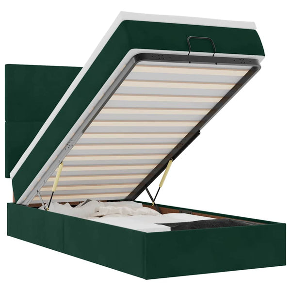 vidaXL Lit ottoman avec matelas Velours vert foncé 80x200 cm