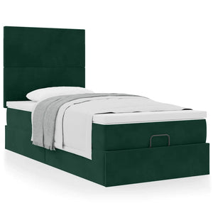 vidaXL Lit ottoman avec matelas Velours vert foncé 80x200 cm