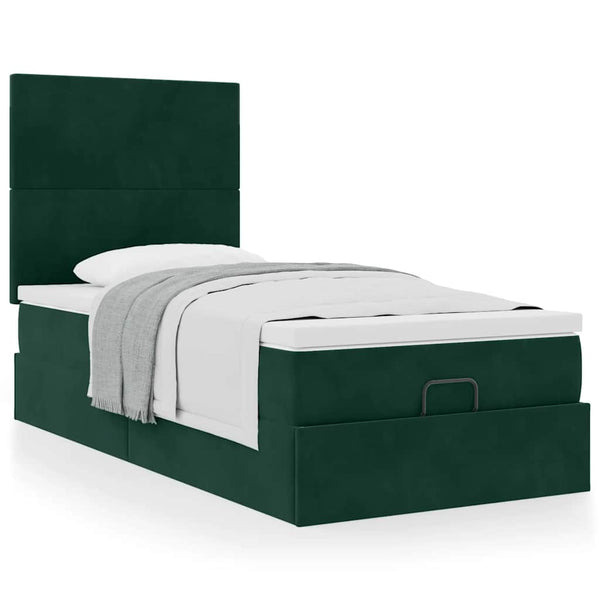 vidaXL Lit ottoman avec matelas Velours vert foncé 80x200 cm