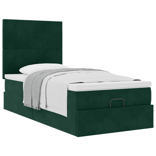 vidaXL Lit ottoman avec matelas Velours vert foncé 80x200 cm