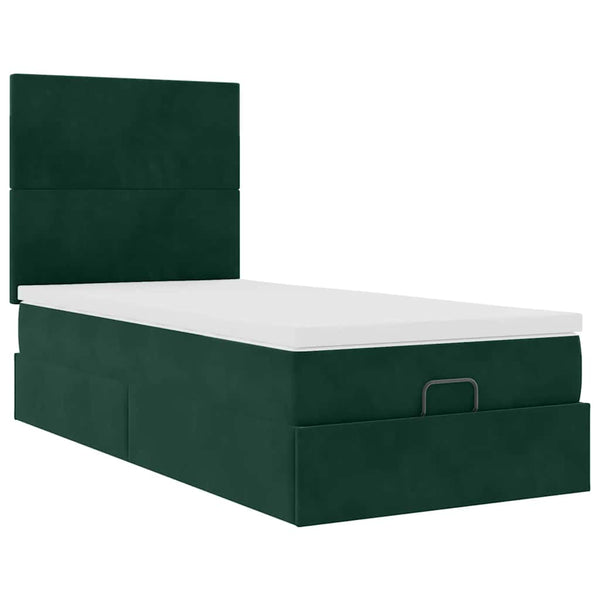 vidaXL Lit ottoman avec matelas Velours vert foncé 80x200 cm