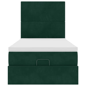 vidaXL Lit ottoman avec matelas Velours vert foncé 80x200 cm