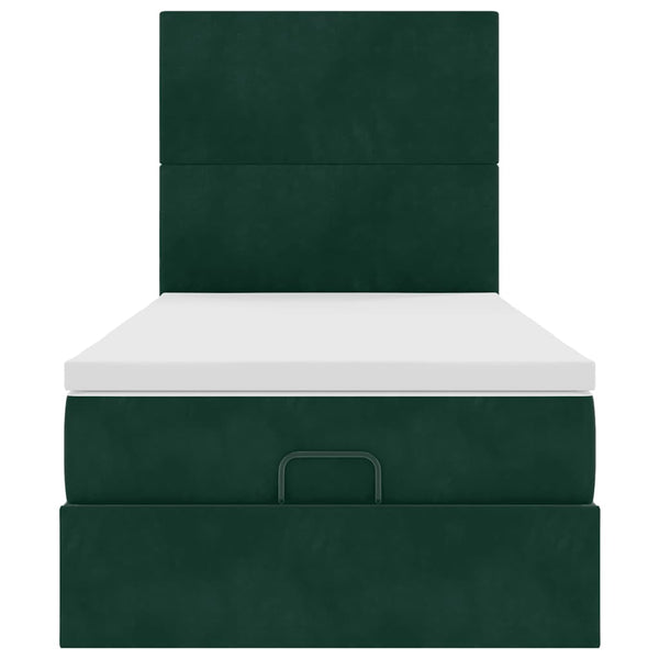 vidaXL Lit ottoman avec matelas Velours vert foncé 80x200 cm
