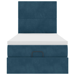 vidaXL Lit Ottoman avec matelas Bleu foncé 80x200 cm Velours