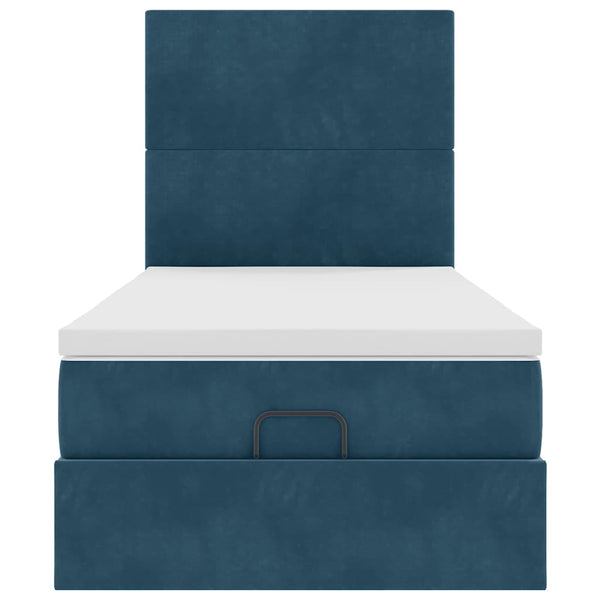 vidaXL Lit Ottoman avec matelas Bleu foncé 80x200 cm Velours