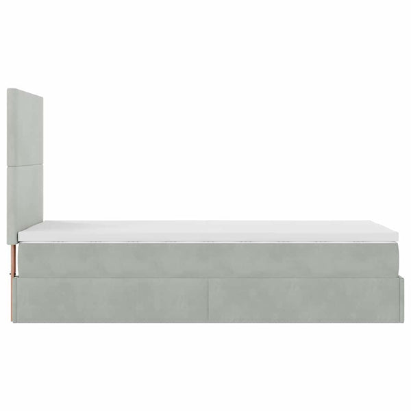 Ottoman Bett mit Matratze Hellgrau 90x190 cm