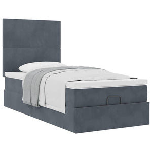 vidaXL Lit ottoman avec matelas Gris foncé 90x190 cm Velours