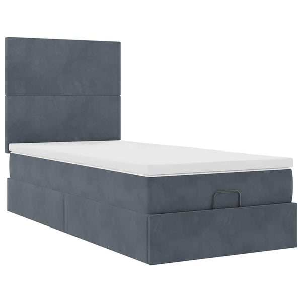vidaXL Lit ottoman avec matelas Gris foncé 90x190 cm Velours