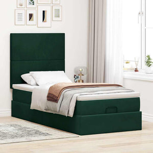 Ottoman Bett mit Matratze Dunkelgrün 90x190 cm