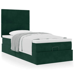 Ottoman Bett mit Matratze Dunkelgrün 90x190 cm