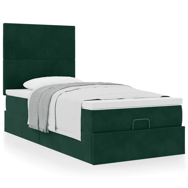Ottoman Bett mit Matratze Dunkelgrün 90x190 cm