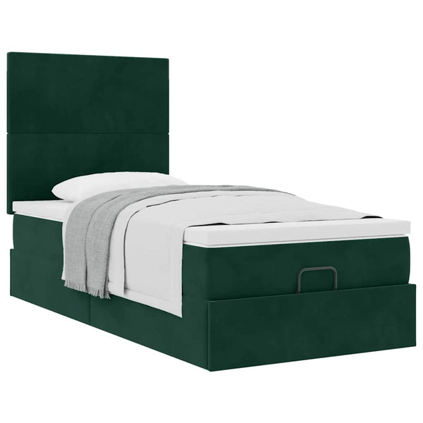 Ottoman Bett mit Matratze Dunkelgrün 90x190 cm