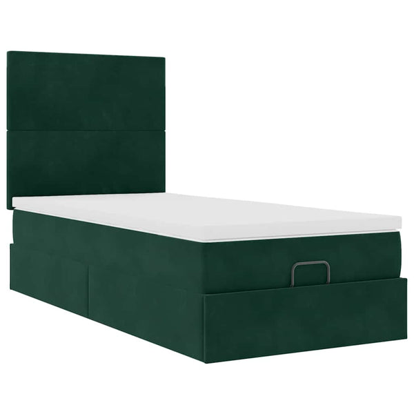 Ottoman Bett mit Matratze Dunkelgrün 90x190 cm