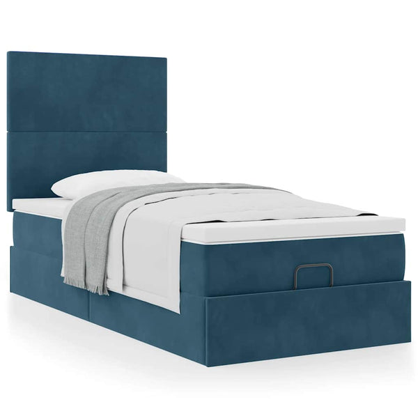 Ottoman Bett mit Matratze Dunkelblau 90x190 cm