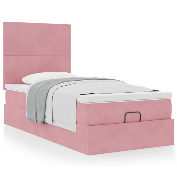 Ottoman Bett Rosa mit Matratze 90x190 cm