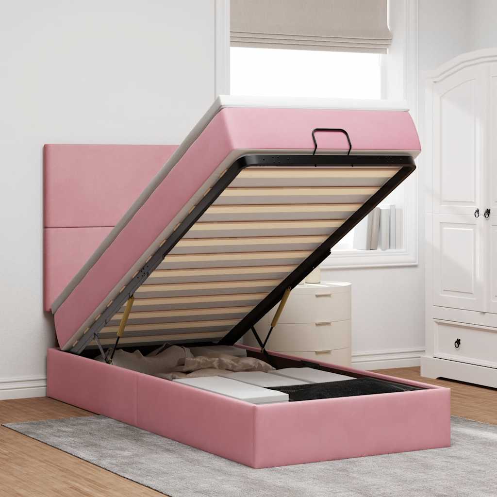 Ottoman Bett Rosa mit Matratze 90x190 cm