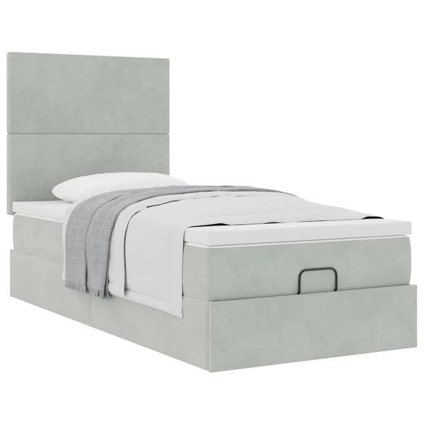 vidaXL Lit ottoman avec matelas gris clair 90x200 cm velours