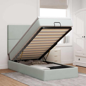 vidaXL Lit ottoman avec matelas gris clair 90x200 cm velours