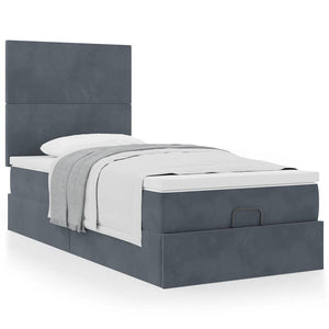Ottoman Bett mit Matratze Dunkelgrau 90x200 cm
