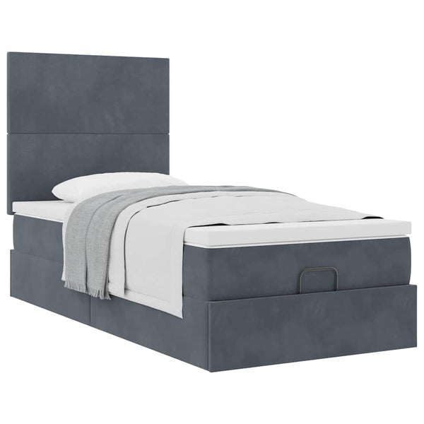 Ottoman Bett mit Matratze Dunkelgrau 90x200 cm