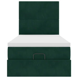 Ottoman Bett mit Matratze Dunkelgrün 90x200 cm Samt