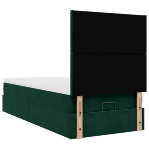 Ottoman Bett mit Matratze Dunkelgrün 90x200 cm Samt