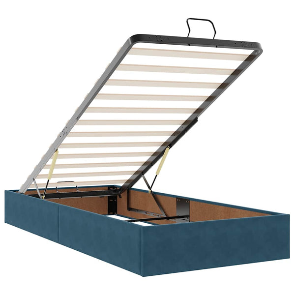 vidaXL Lit ottoman avec matelas Bleu foncé 90x200 cm Velours