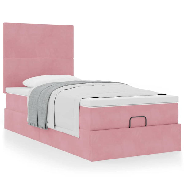 vidaXL Lit ottoman avec matelas Rose 90x200 cm Velours