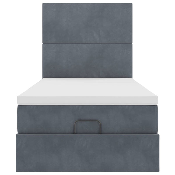 Ottoman Bett mit Matratze Dunkelgrau 100x200 cm Samt