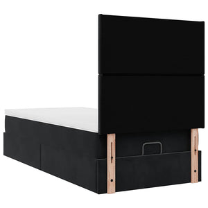 vidaXL Lit ottoman avec matelas Noir 100x200 cm Velours