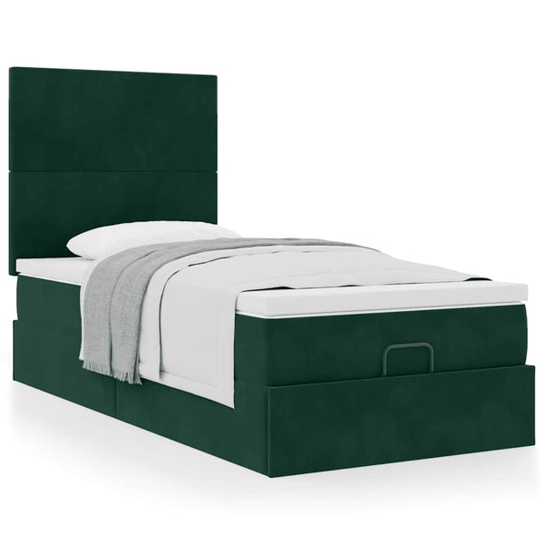 Ottoman Bett mit Matratze Dunkelgrün 100x200 cm