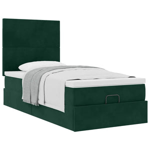 Ottoman Bett mit Matratze Dunkelgrün 100x200 cm