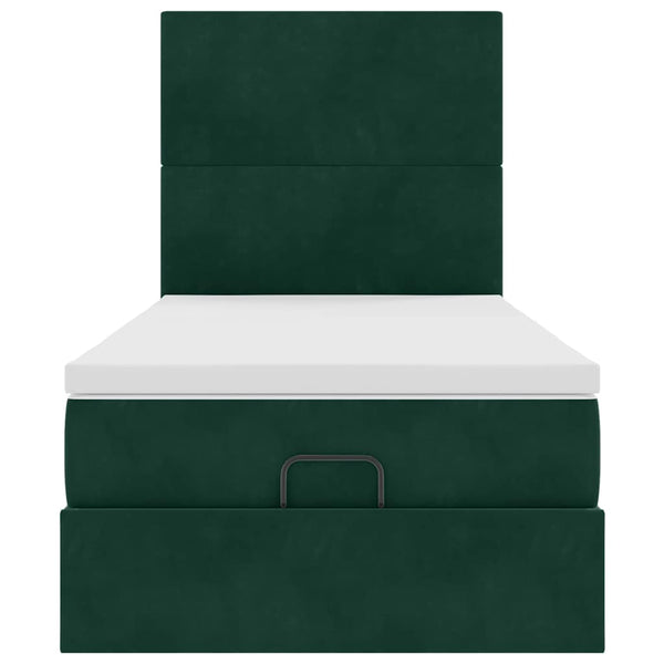 Ottoman Bett mit Matratze Dunkelgrün 100x200 cm