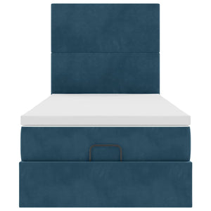Ottoman Bett mit Matratze Dunkelblau Samt 100x200