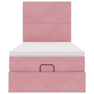 Ottoman Bett mit Matratze Rosa 100x200 cm Samt
